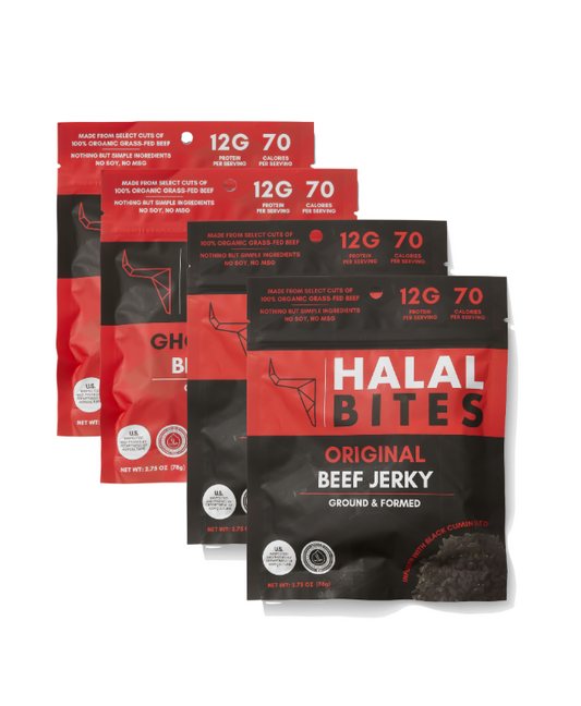 Mixed Flavors | Halal Bites | Original +Ghost Pepper Beef Jerky Bites | 4-Pack