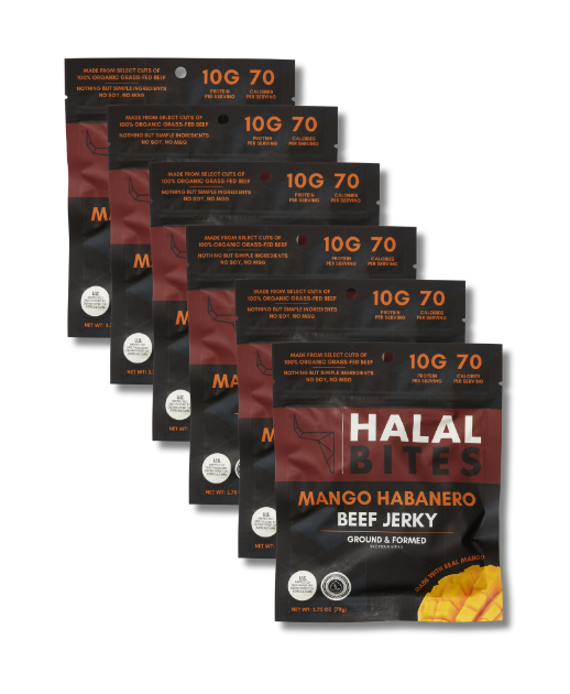 Mango Habanero Flavor | Halal Bites Beef Jerky Bites | 6-Pack