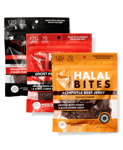 3-Pack | Sampler Pack Original, Chipotle + Ghost Pepper Beef Jerky Bites