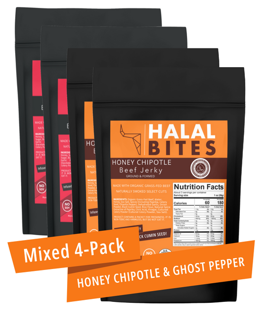 Halal Bites | Honey Chipotle + Ghost Pepper Beef Jerky Bites | 4-Pack