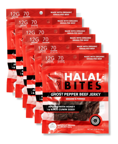 Halal Bites | Ghost Pepper Beef Jerky Bites | 6-Pack