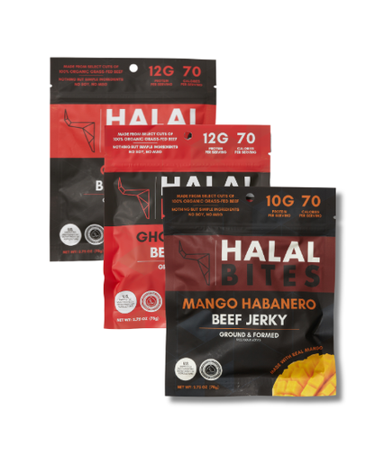 3-Pack Fan Faves | Ghost Pepper, Mango Habanero + Original Sampler Pack Beef Jerky Bites